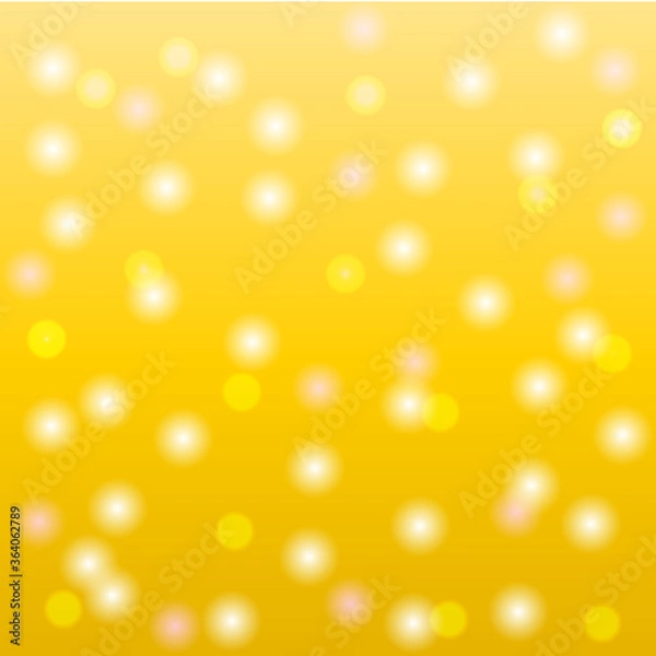 Fototapeta Yellow bright shiny summer background with bokeh and lights. Vector illustration.