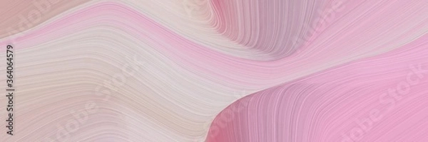 Fototapeta abstract decorative horizontal header with thistle, rosy brown and antique white colors. fluid curved lines with dynamic flowing waves and curves for poster or canvas