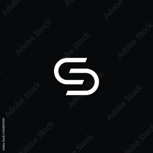 Fototapeta Minimal elegant monogram art logo. Outstanding professional trendy awesome artistic S SD DS initial based Alphabet icon logo. Premium Business logo white color on black background
