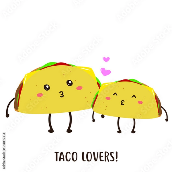 Fototapeta Cute happy delicious taco vector design