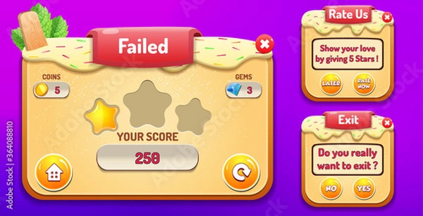 Obraz Candy Game UI menus popup 