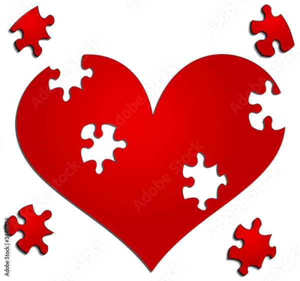 Obraz Heart with missing jigsaw/puzzle pieces