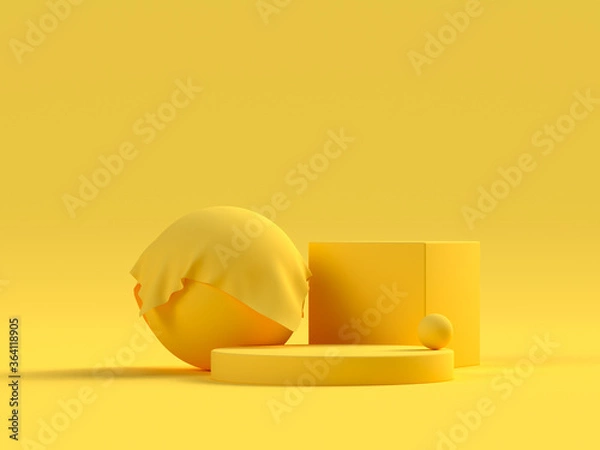 Fototapeta yellow scene geometric shape set podium stage 3d rendering