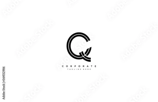 Fototapeta Q QC Letter Line Monogram Minimalist Logotype