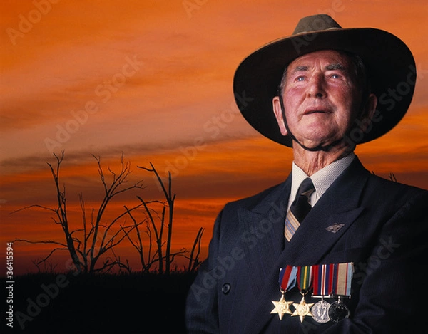 Obraz War vetran at sunset