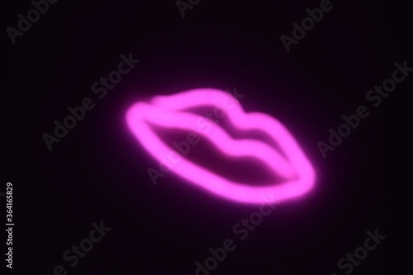 Obraz blurry Pink Lips with LED lights
