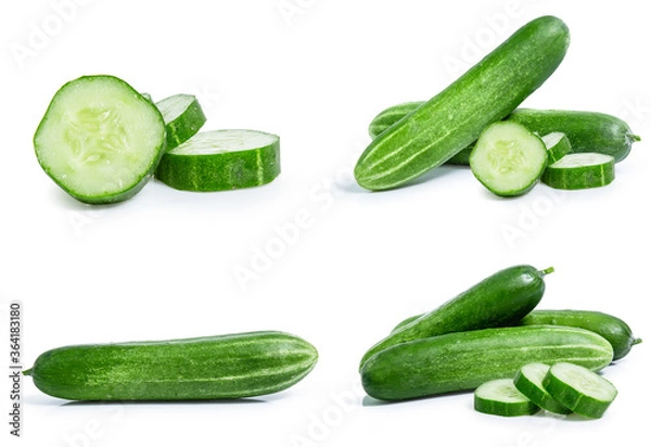 Fototapeta collection mix set cucumber isolated on white background