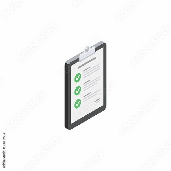 Fototapeta Checklist Isometric right view - White Background icon vector isometric. Flat style vector illustration.