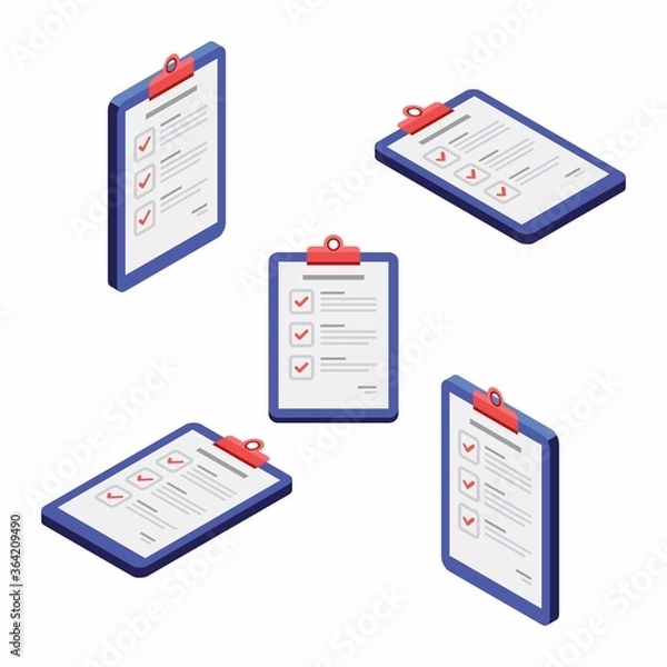 Fototapeta Checklist Isometric & Flat - White Background icon vector. Flat style vector illustration.