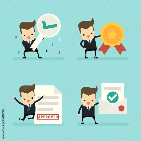 Obraz set of businessman in approved concept vector