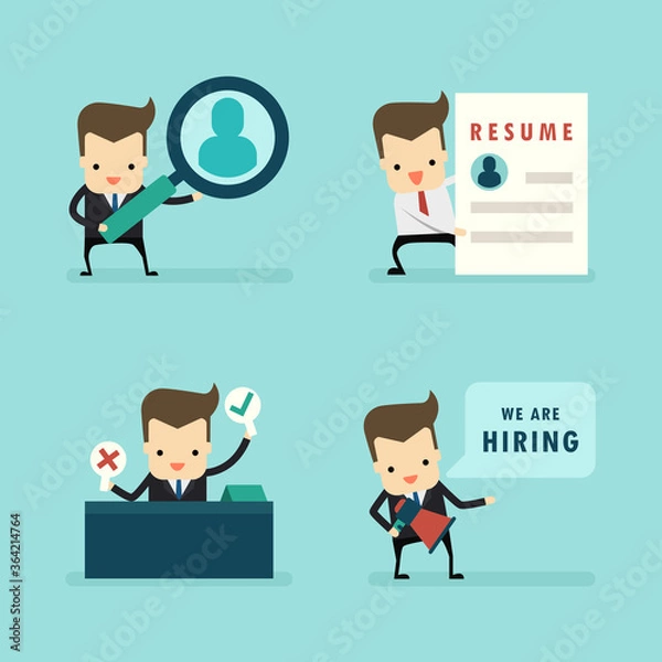 Obraz set of businessman in human resource and interview concept vector