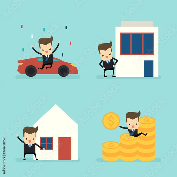 Obraz set of businessman with asset vector