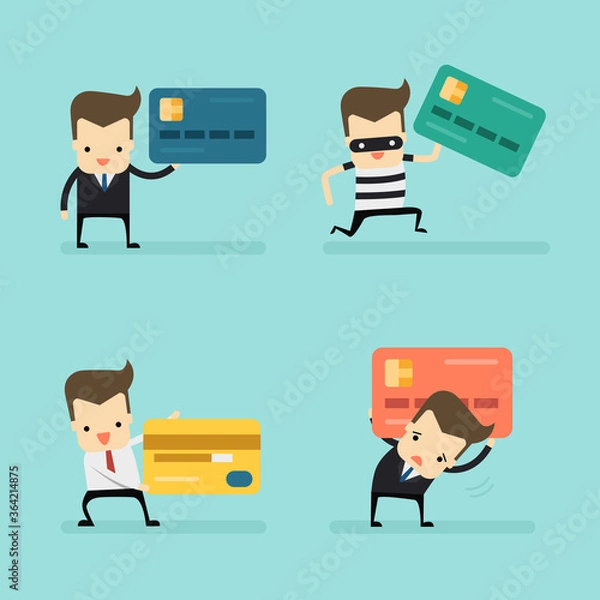 Obraz set of businessman with credit card vector