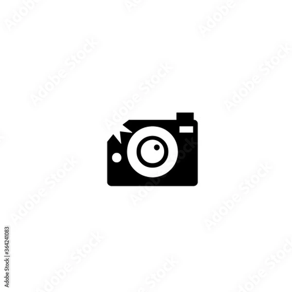 Fototapeta Camera with Flash Flat Vector Icon. Isolated Camera Illustration - Vector