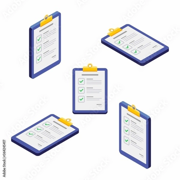 Fototapeta Checklist Isometric & Flat - White Background icon vector. Flat style vector illustration.