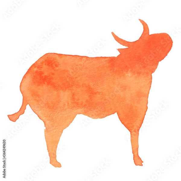 Obraz 赤い牛のシルエット