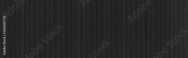 Fototapeta Panorama of Black wood texture background. Abstract dark wood texture on black wall. Aged wood plank texture pattern in dark tone