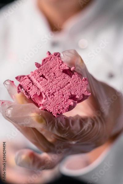 Obraz The process of making zephyr marshmallow at pastry shop kitchen.