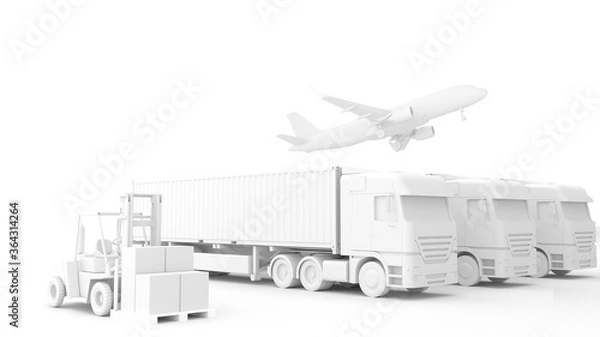 Obraz 3d cargo transport concept global world air