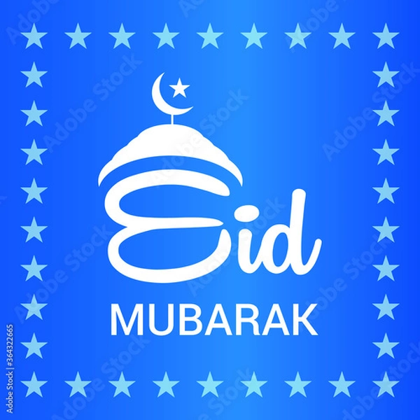 Fototapeta Beautiful eid mubarak with star background design. Islamic festival Eid Mubarak concept on purple background. vector illustration