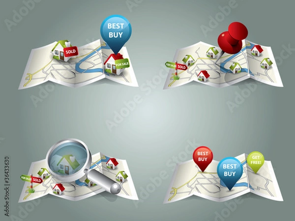 Obraz Real estate maps