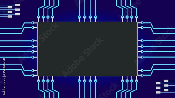 Obraz background from a printed circuit board with a processor