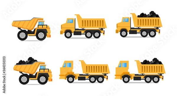 Obraz Mining Dumper Truck isolated on white (Yellow Mining Dumper Truck)