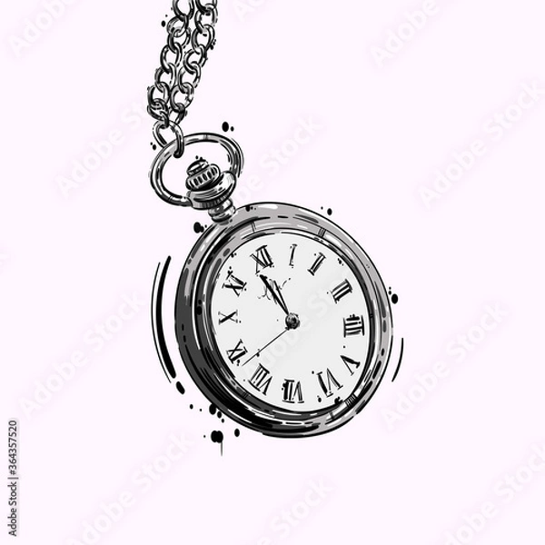 Obraz Vector abstract illustration of a pocket watch on a chain.