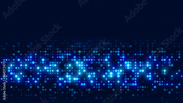 Obraz Dot blue pattern screen led light gradient texture background. Abstract  technology big data digital background. 3d rendering.