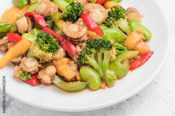 Fototapeta ホタテと野菜のオイスターソース炒め