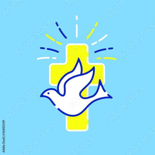 Fototapeta Religious Icon with cross and dove