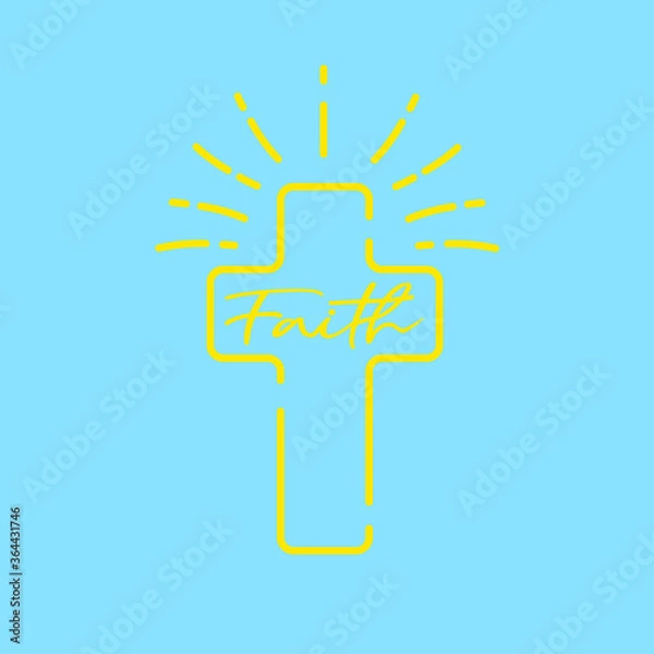Fototapeta Simple cross with Faith Word Vector Icon