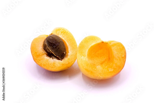 Fototapeta Ripe apricot closeup isolated on white background