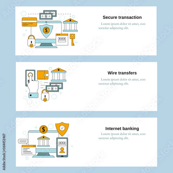 Fototapeta Secure transaction, Wire transfers, Internet banking