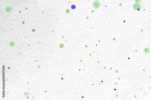 Obraz Abstract art background white colors. Watercolor painting on canvas with green and blue stains.