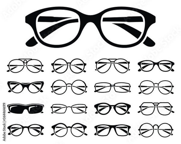 Obraz Set of glasses icon vector, logo isolated on white background