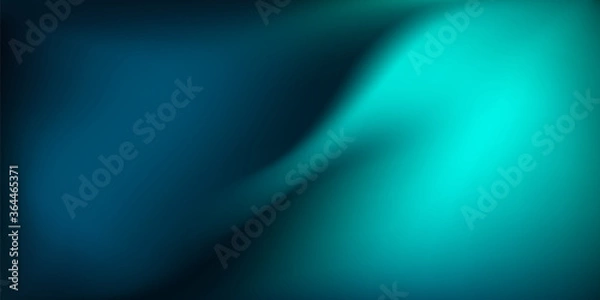 Obraz Abstract dark teal background with light wave. Blurred turquoise water backdrop. Vector illustration for your graphic design, banner, wallpaper or poster, website