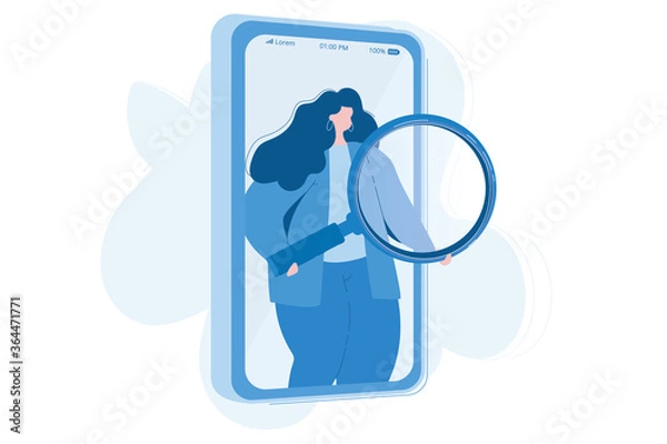 Fototapeta Mobile research, Vector illustration for web banner, infographics, mobile. 
