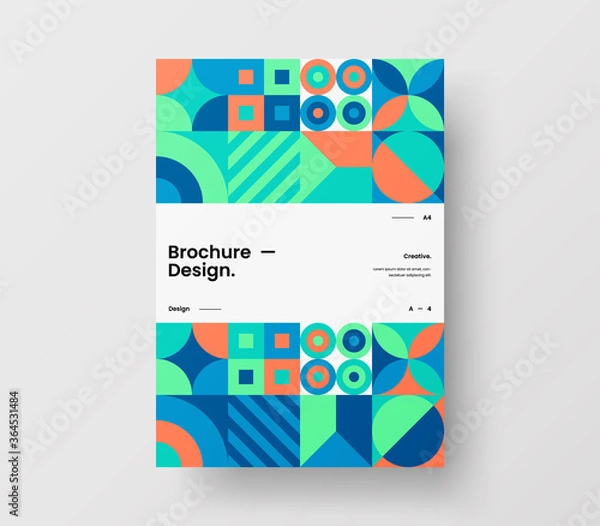 Fototapeta Amazing business presentation vector A4 vertical orientation front page mock up. Modern corporate report cover abstract geometric illustration design layout. Company identity brochure template.