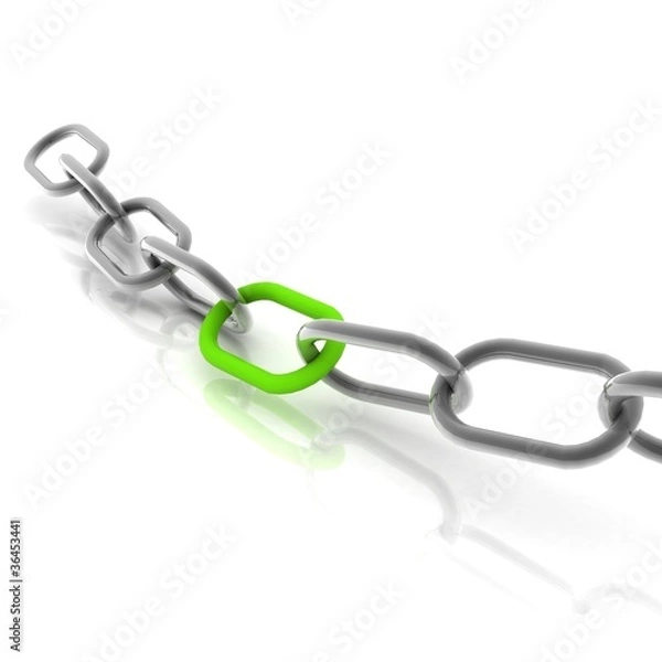 Fototapeta 3d chain chrome green steel