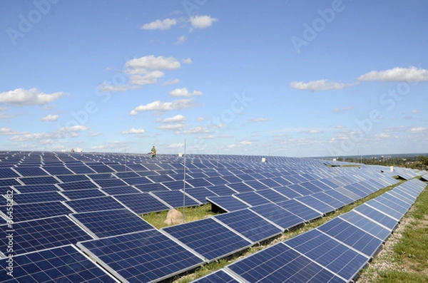 Obraz Reinigung von Modulen in einem Solarpark
