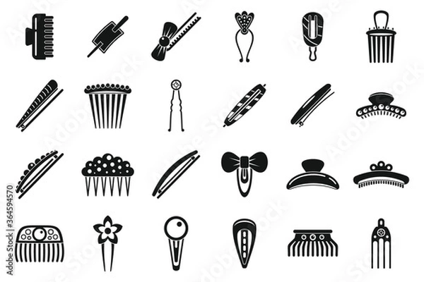 Fototapeta Barrette accessories icons set. Simple set of barrette accessories vector icons for web design on white background