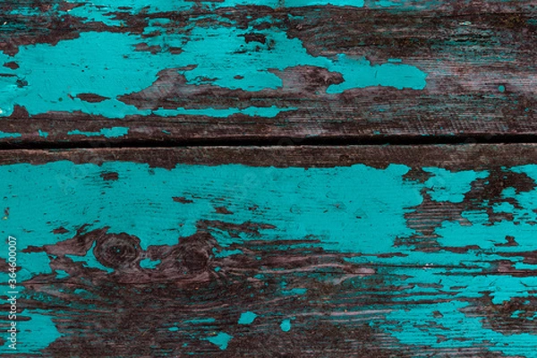 Obraz Old shabby wooden boards with cracked color paint, background