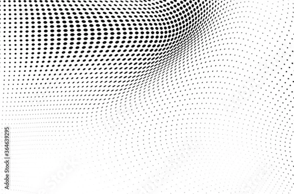 Fototapeta The halftone texture is monochrome. Vector chaotic background