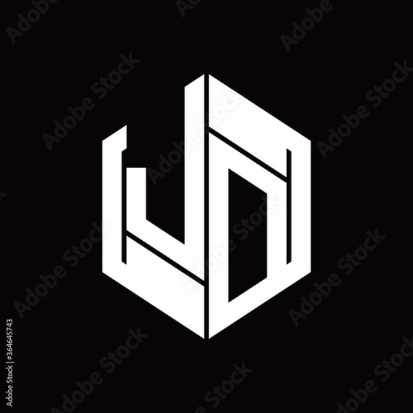 Fototapeta JD Logo monogram with hexagon inside the shape design template