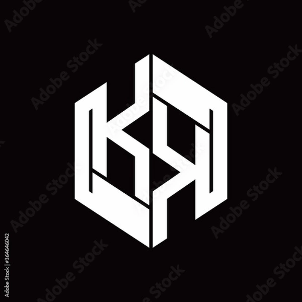 Obraz KK Logo monogram with hexagon inside the shape design template