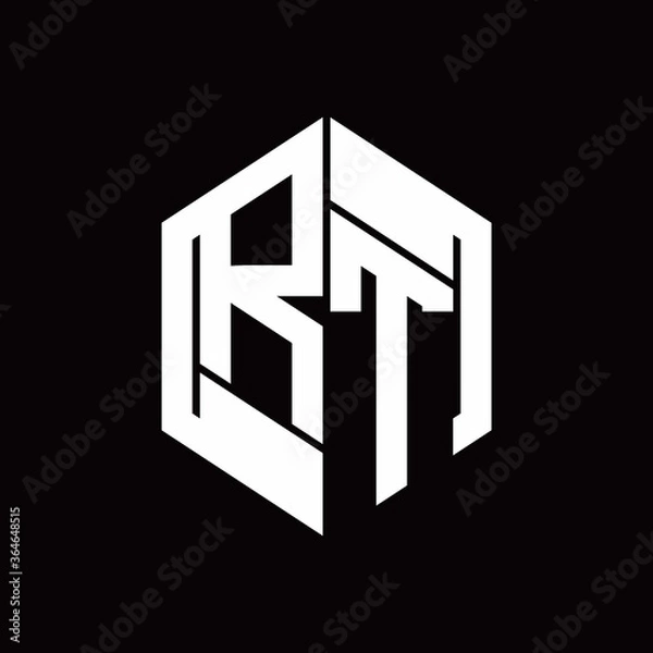 Fototapeta RT Logo monogram with hexagon inside the shape design template