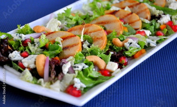 Obraz Grilled pear and Roquefort cheese salad
