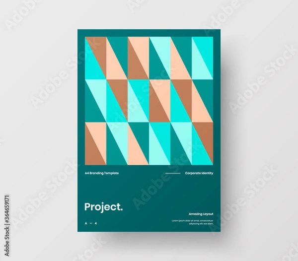 Fototapeta Amazing business presentation vector A4 vertical orientation front page mock up. Modern corporate report cover abstract geometric illustration design layout. Company identity brochure template.
