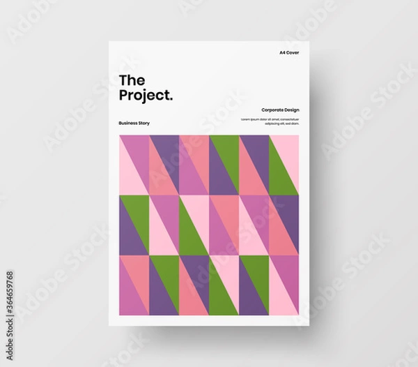 Fototapeta Amazing business presentation vector A4 vertical orientation front page mock up. Modern corporate report cover abstract geometric illustration design layout. Company identity brochure template.